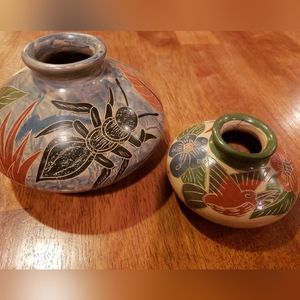 Small Pottery Vases - Set of 2